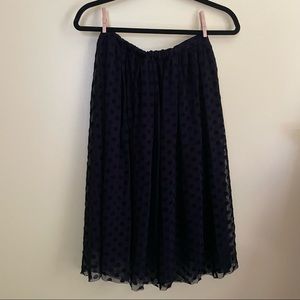 Black polka dot skirt, mesh overlay with black slip underneath